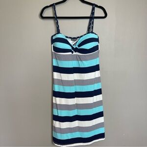 Tommy Bahama Swim Dress Cover Up Large Blue Stripe Summer Vacation Resort Wear
